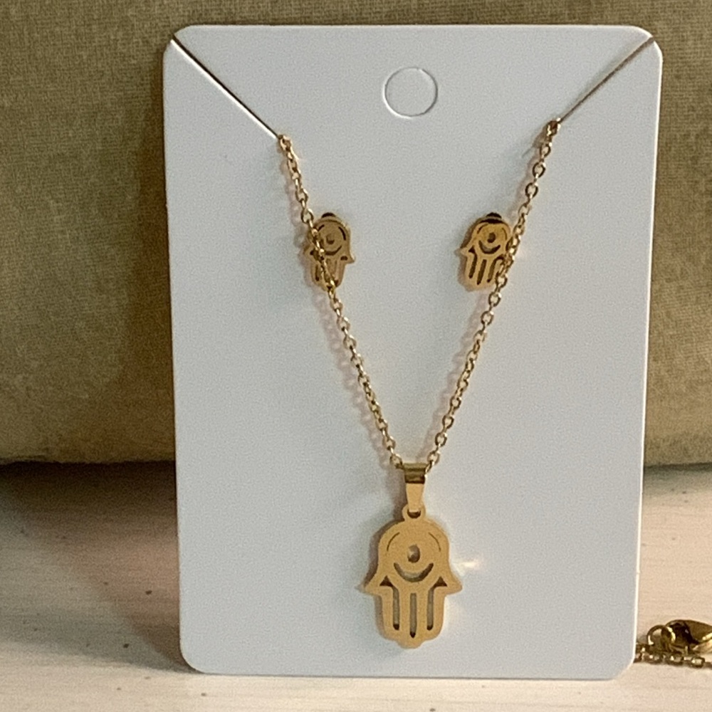 HAMSA EARRINGS & NECKLACE SET